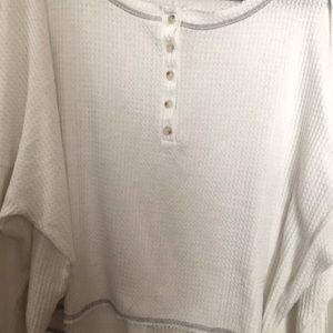 Waffle knit button up top.